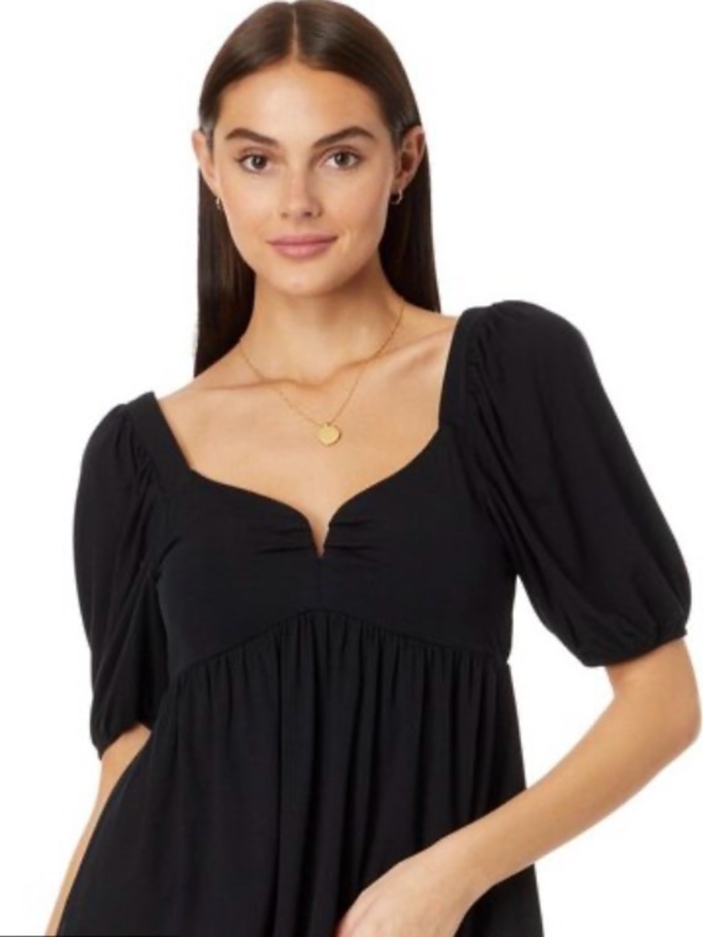 New! Lilly Pulitzer - Black Puff Sleeve Square Neck Women’s Top